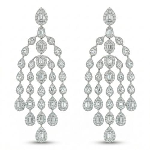 حلق الماس ذهب ابيض عيار18