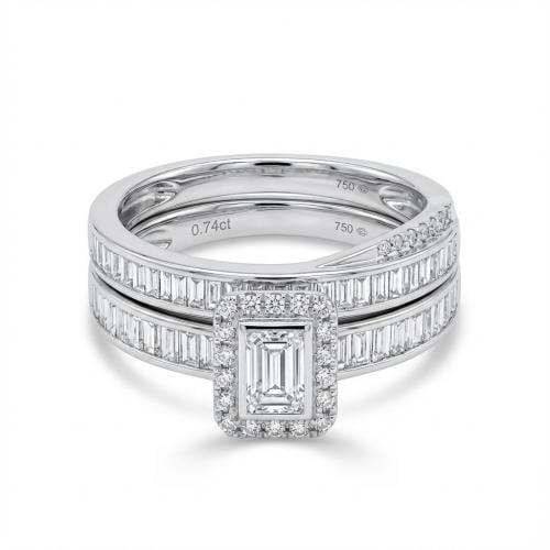 خاتم توينز الماس ذهب ابيض عيار18