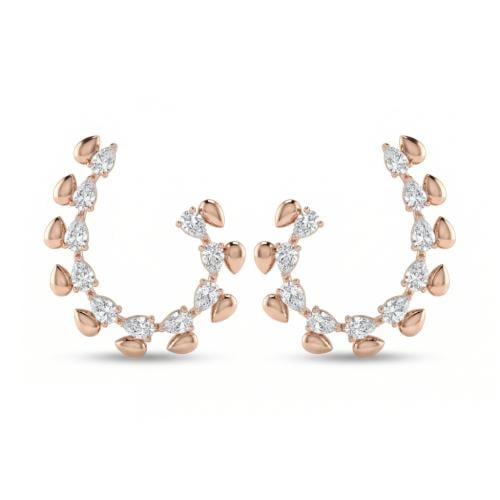 حلق الماس ذهب روز جولد عيار18