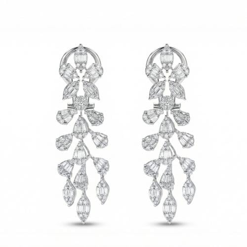 حلق الماس ذهب ابيض عيار18