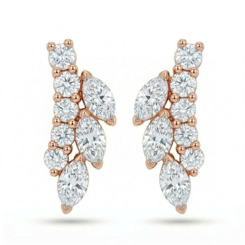 حلق ذهب روز قولد والماس