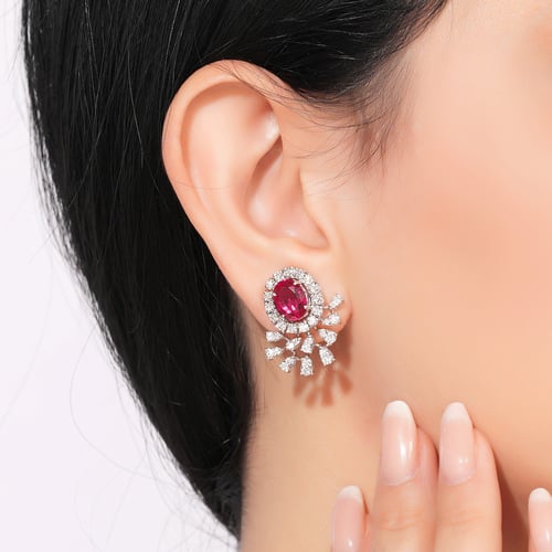 حلق ذهب ابيض والماس