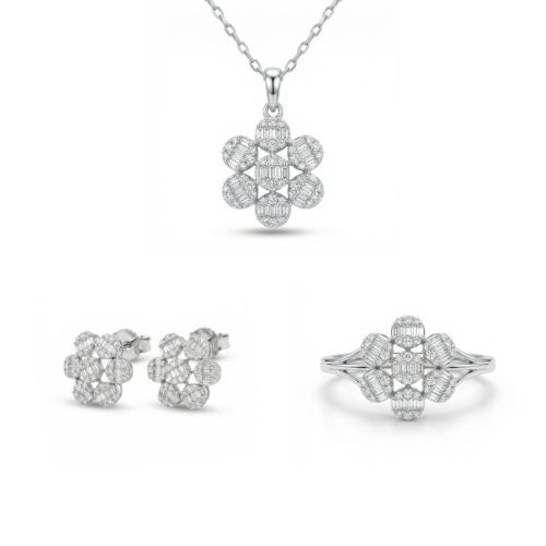 نصف طقم الماس ذهب ابيض عيار 18