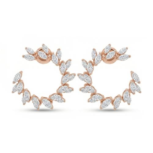 حلق الماس ذهب روز جولد عيار18