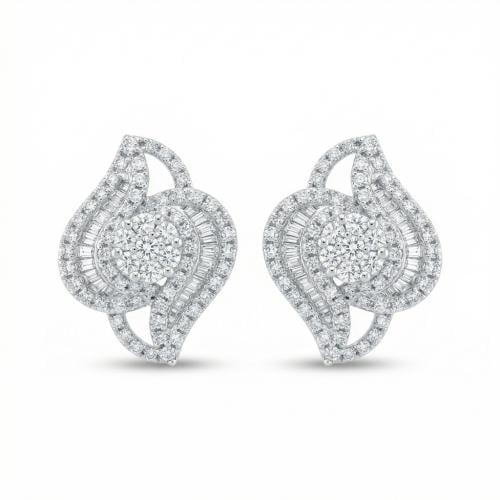 حلق الماس ذهب ابيض عيار18