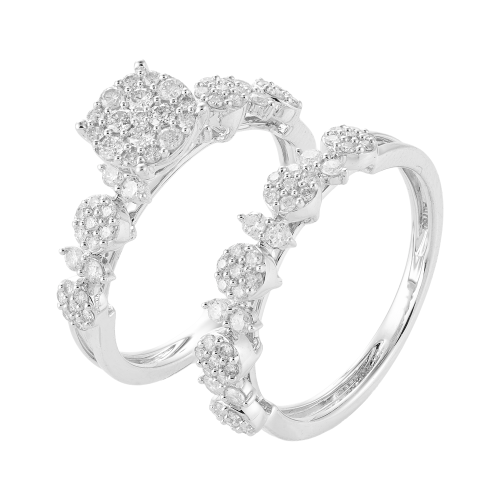 خاتم توينز الماس ذهب ابيض عيار18