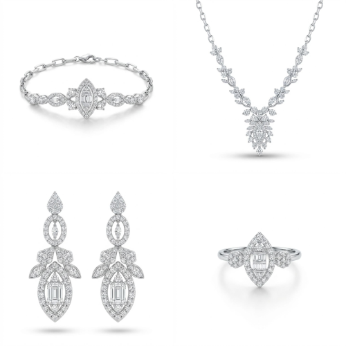 طقم الماس ذهب ابيض عيار18