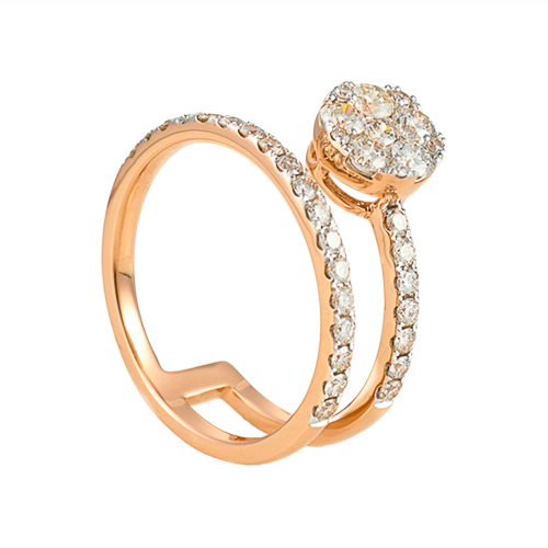 خاتم ذهب روزقولد والماس عيار18