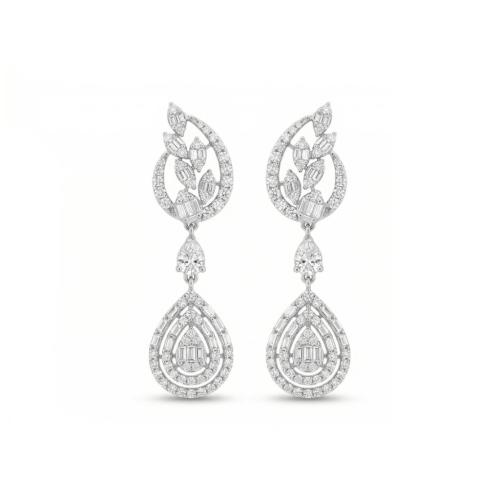 حلق الماس ذهب ابيض عيار18