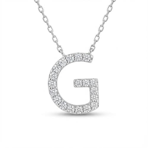 تعليقة حرف G ذهب ابيض والماس