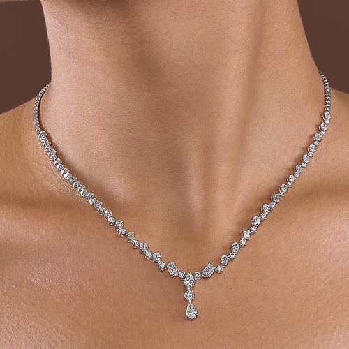 عقد الماس ذهب أبيض عيار18