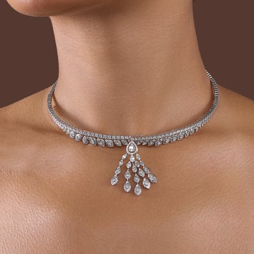 طقم ذهب ابيض و الماس