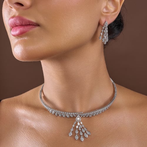 حلق الماس ذهب ابيض عيار18