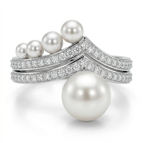 خاتم توينز ذهب ابيض والماس عيار 18