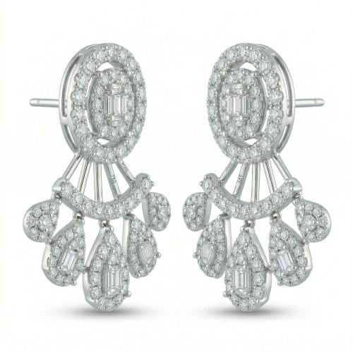 حلق ذهب ابيض و الماس