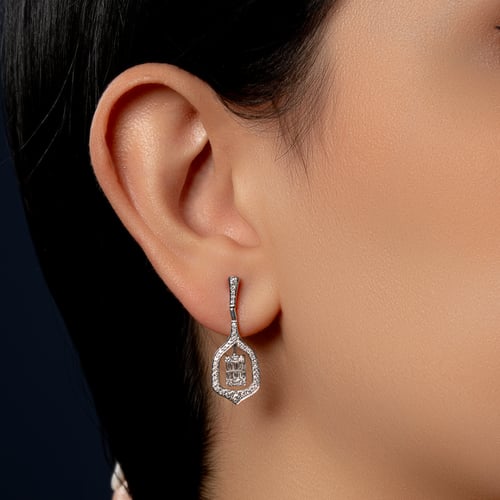 حلق الماس ذهب ابيض