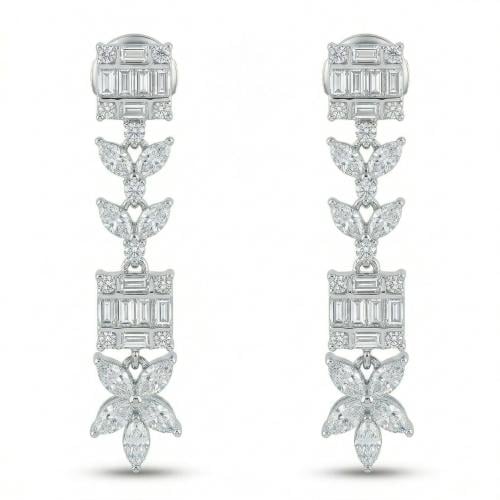 حلق ذهب ابيض والماس