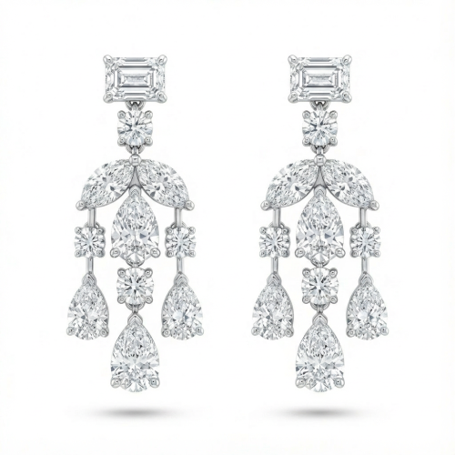 حلق الماس ذهب ابيض عيار18