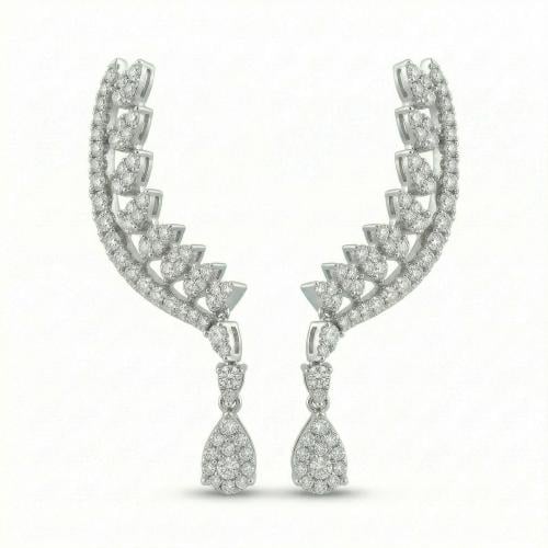 حلق الماس ذهب ابيض عيار18