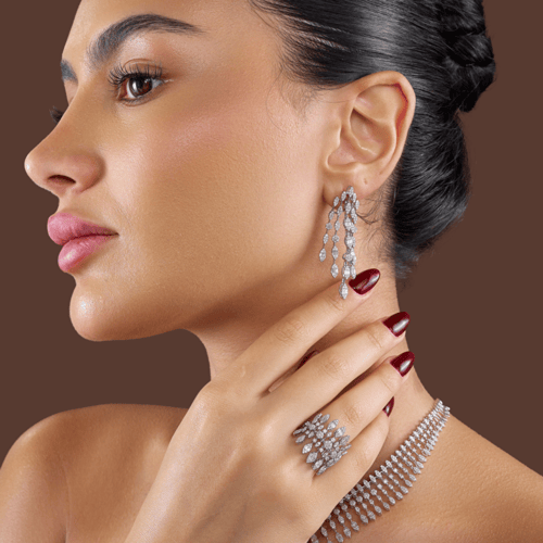 طقم ذهب ابيض و الماس عيار18