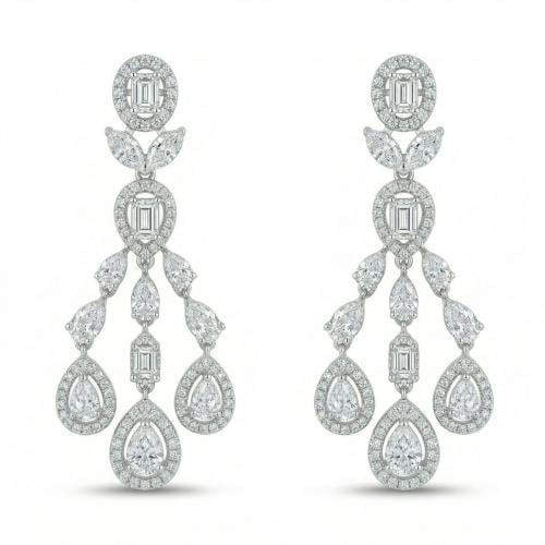 حلق ذهب ابيض والماس