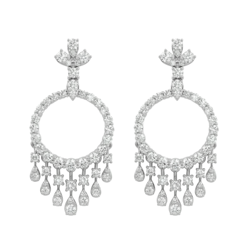 حلق الماس ذهب ابيض عيار18