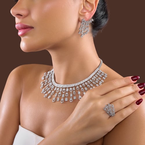 عقد الماس ذهب ابيض عيار18