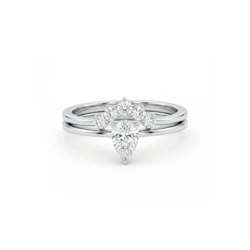 خاتم توينز الماس ذهب ابيض عيار18