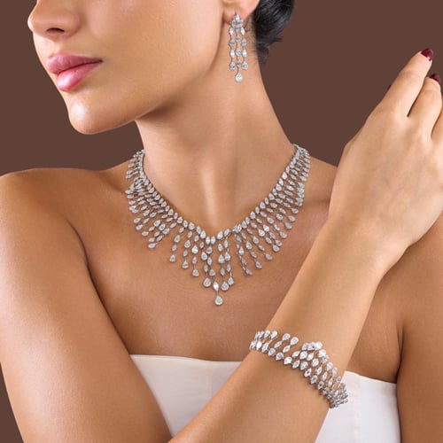 حلق الماس ذهب ابيض عيار18