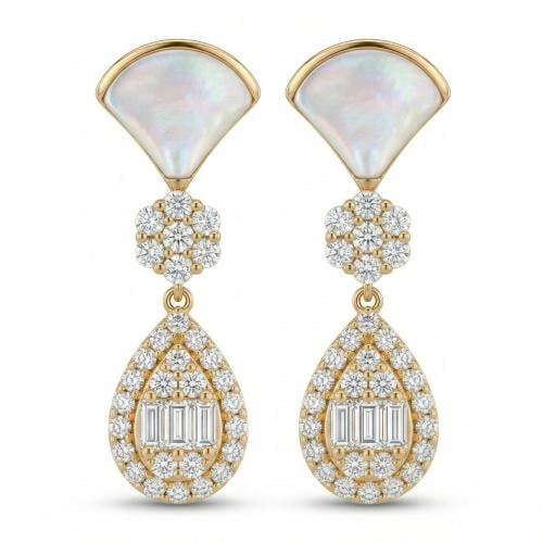 حلق الماس ذهب اصفر