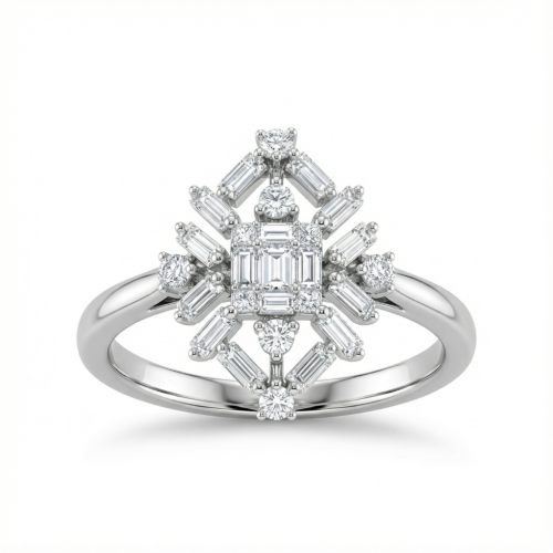 خاتم الماس ذهب ابيض عيار18