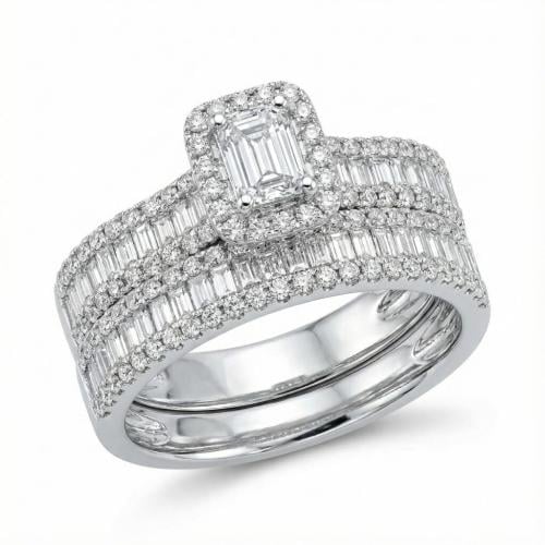 خاتم توينز الماس ذهب ابيض عيار18