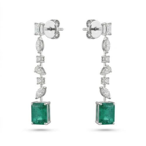 حلق الماس ذهب ابيض عيار 18