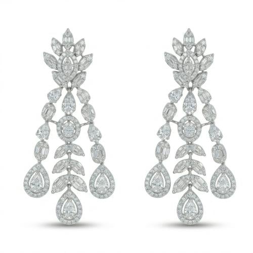 حلق ذهب ابيض والماس