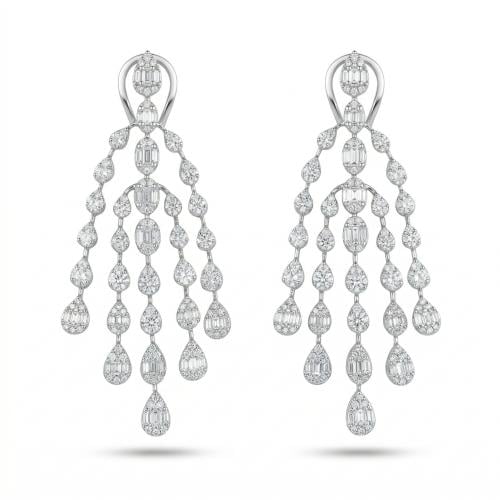 حلق ذهب ابيض و الماس