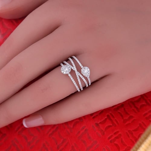 خاتم ذهب ابيض وألماس