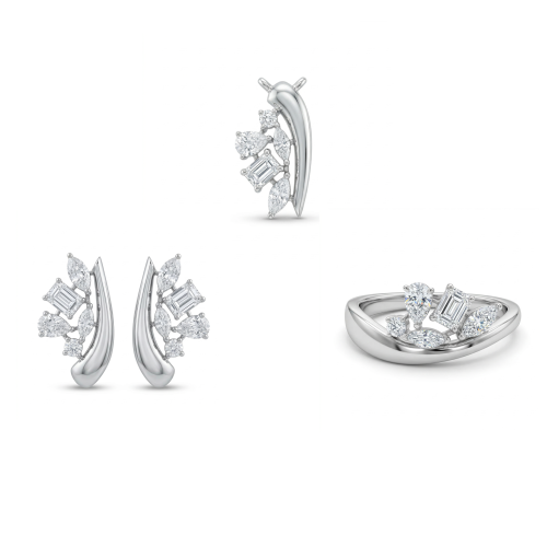 نص طفم ذهب ابيض و الماس عيار 18