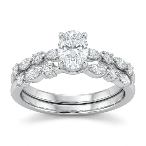 خاتم توينز الماس ذهب ابيض عيار18