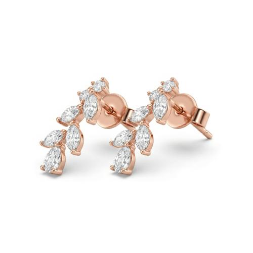 حلق الماس ذهب روز جولد عيار18