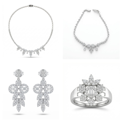 طقم ذهب ابيض والماس عيار18