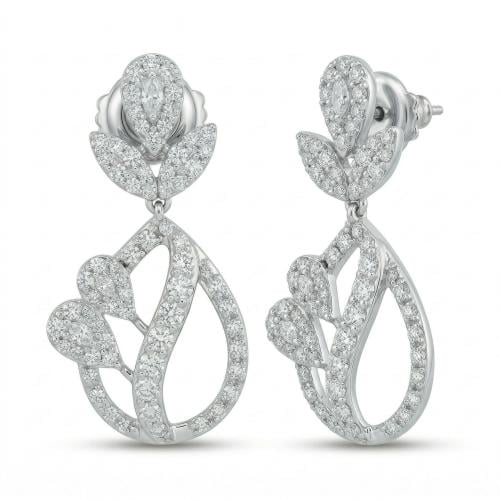 حلق ذهب ابيض والماس