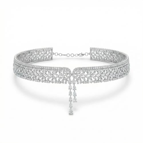 عقد الماس ذهب ابيض عيار18