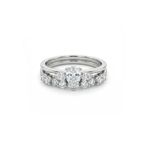 خاتم توينز الماس ذهب ابيض عيار18