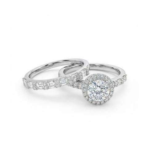 خاتم توينز الماس ذهب ابيض عيار18