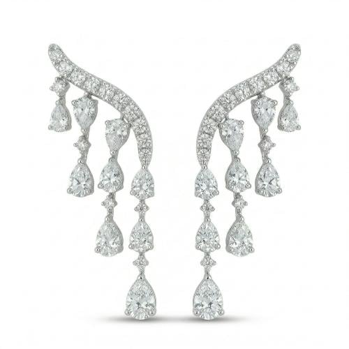 حلق الماس ذهب ابيض عيار18