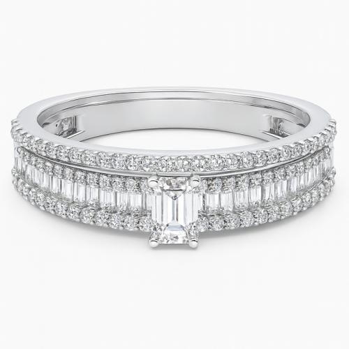 خاتم توينز الماس ذهب ابيض عيار18