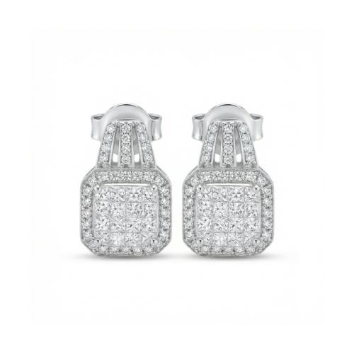 حلق الماس ذهب ابيض عيار18