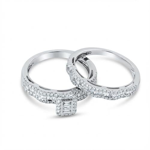 خاتم توينز الماس ذهب ابيض عيار18