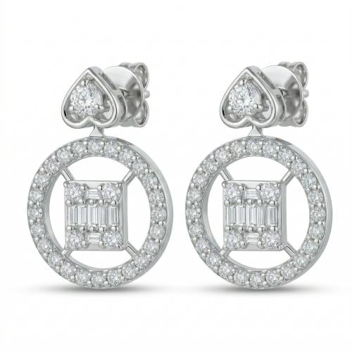 حلق ذهب ابيض والماس