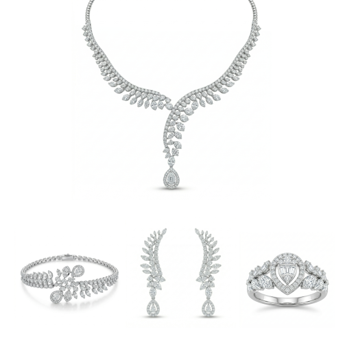 طقم ذهب ابيض و الماس